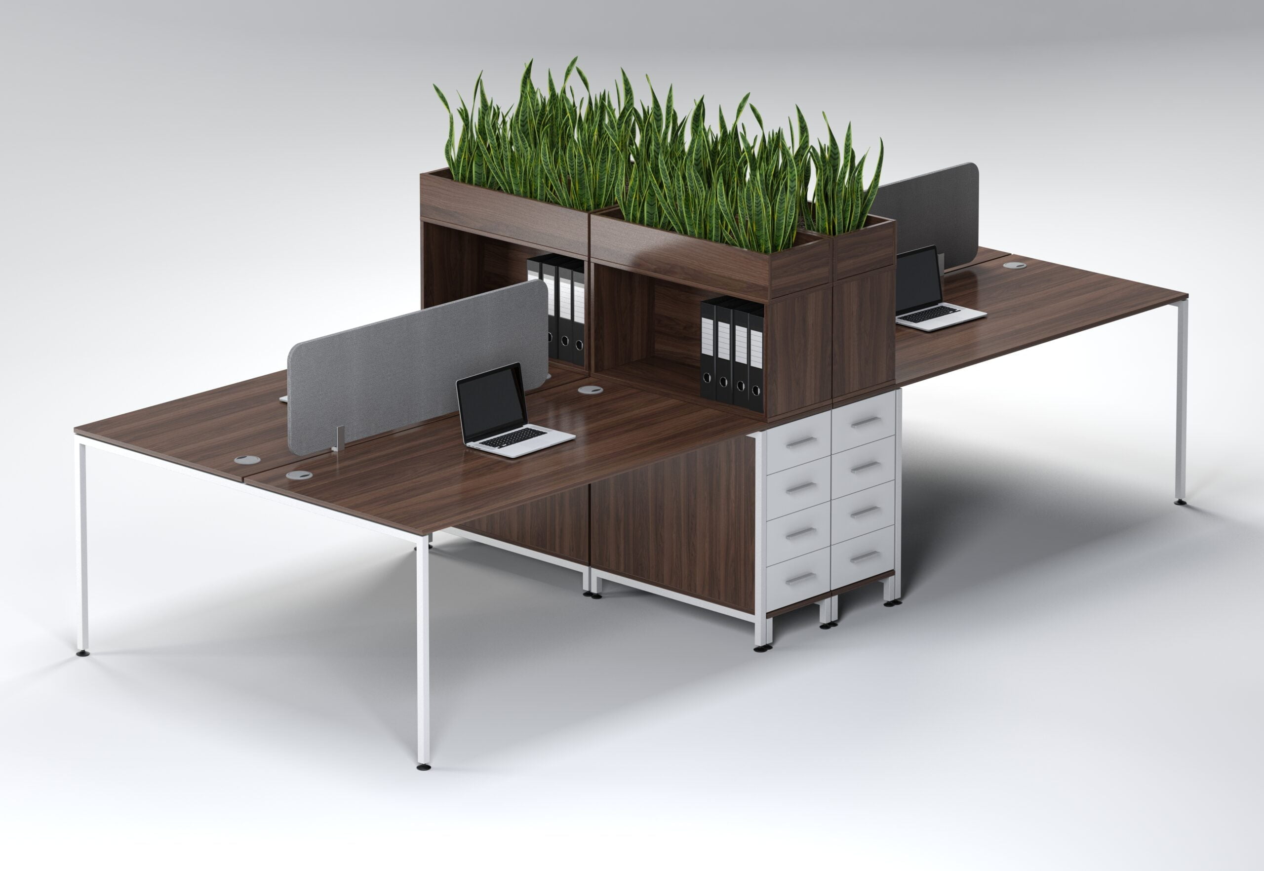 Nexus 1200 4 Seater Cluster Desk With Slimline 4 Drawer - Image 5