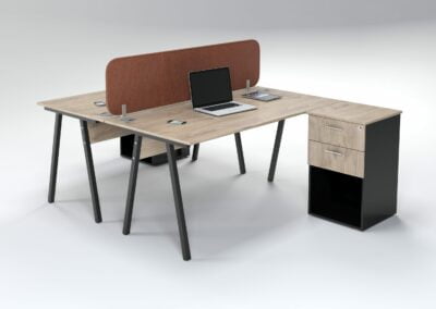 Ava 1500 2 Seater Desk With 2 Drawer Open