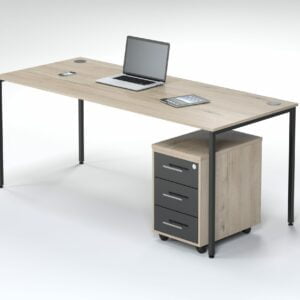 Metro 1800 Desk With 3 Drawer Mobile